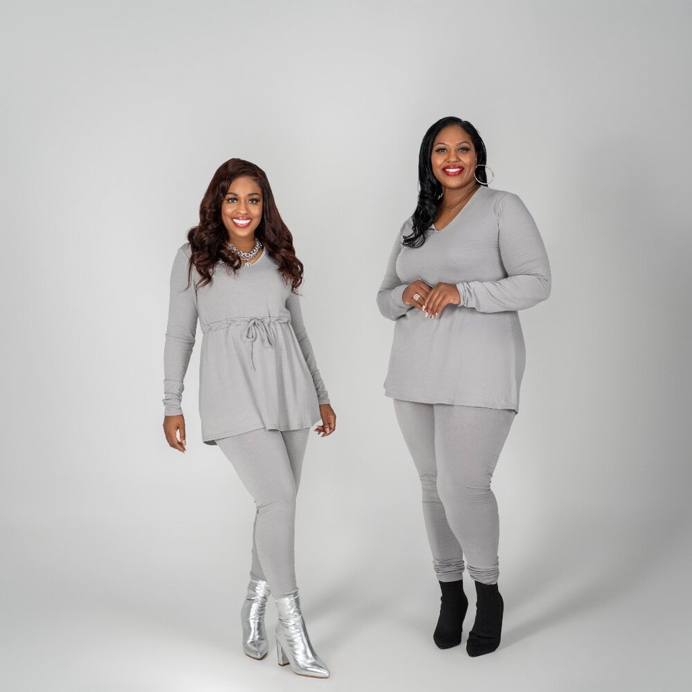 Gray Peplum Drawstring Top and Legging Set